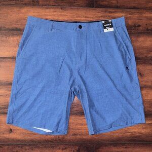NWT Hurley Walk Shorts Hybrid Golf Flat Front Chino Blue Black Shorts Size 38